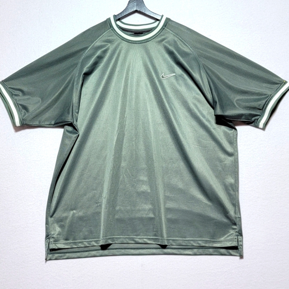 Vintage 90s Nike Mesh Swoosh T Shirt Adult 2XL Sage Green Athletic. #601